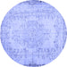 Round Persian Blue Traditional Rug, tr3447blu