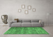 Machine Washable Persian Emerald Green Bohemian Area Rugs in a Living Room,, wshtr3448emgrn