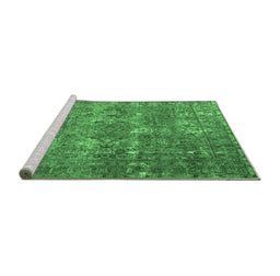 Sideview of Machine Washable Persian Emerald Green Bohemian Area Rugs, wshtr3448emgrn