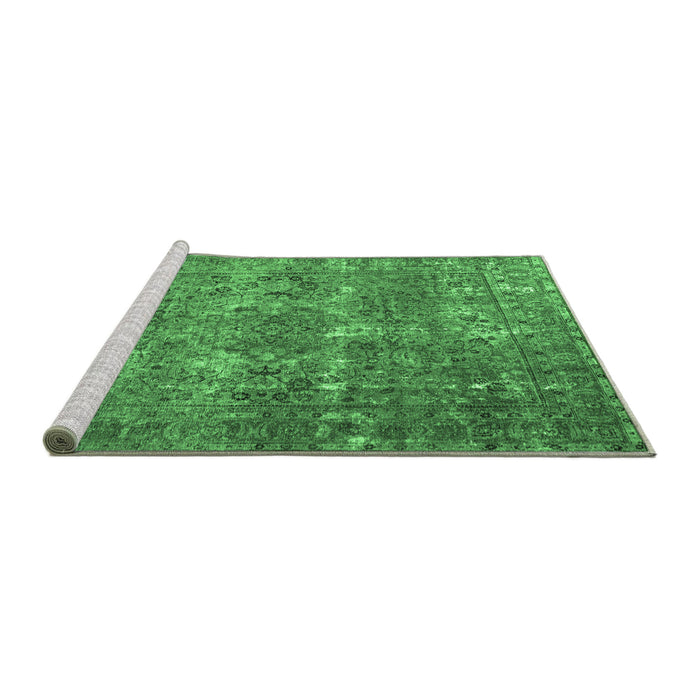 Sideview of Machine Washable Persian Emerald Green Bohemian Area Rugs, wshtr3448emgrn