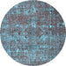 Round Persian Light Blue Bohemian Rug, tr3448lblu