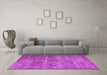 Machine Washable Persian Purple Bohemian Area Rugs in a Living Room, wshtr3448pur