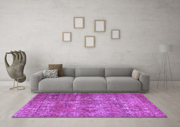 Machine Washable Persian Purple Bohemian Area Rugs in a Living Room, wshtr3448pur