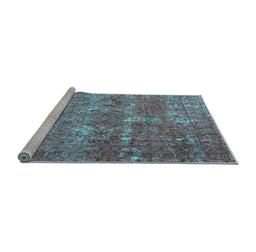 Sideview of Machine Washable Persian Light Blue Bohemian Rug, wshtr3448lblu