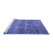 Sideview of Machine Washable Persian Blue Bohemian Rug, wshtr3448blu