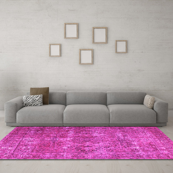 Machine Washable Persian Pink Bohemian Rug in a Living Room, wshtr3448pnk