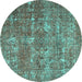 Round Persian Turquoise Bohemian Rug, tr3448turq