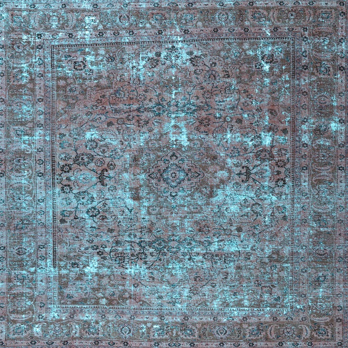 Square Machine Washable Persian Light Blue Bohemian Rug, wshtr3448lblu