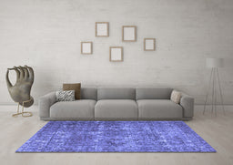 Machine Washable Persian Blue Bohemian Rug in a Living Room, wshtr3448blu