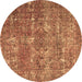 Round Persian Brown Bohemian Rug, tr3448brn