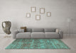 Machine Washable Persian Turquoise Bohemian Area Rugs in a Living Room,, wshtr3448turq