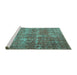 Sideview of Machine Washable Persian Turquoise Bohemian Area Rugs, wshtr3448turq