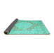 Sideview of Persian Turquoise Traditional Rug, tr3449turq