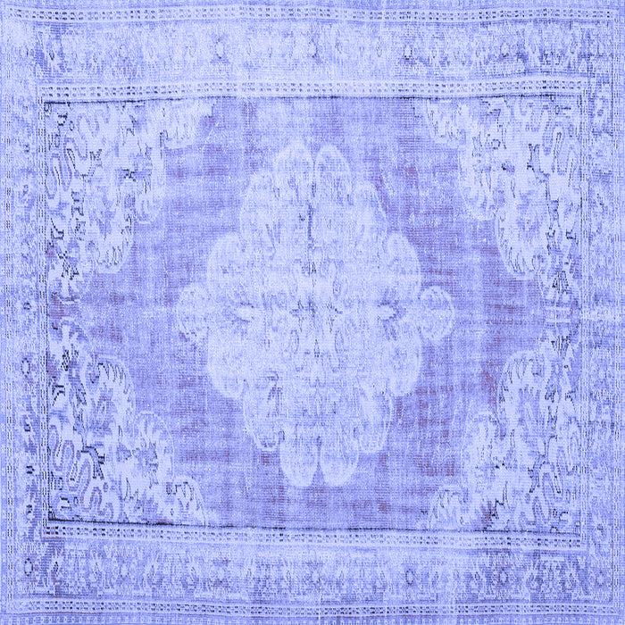 Square Machine Washable Persian Blue Traditional Rug, wshtr3449blu