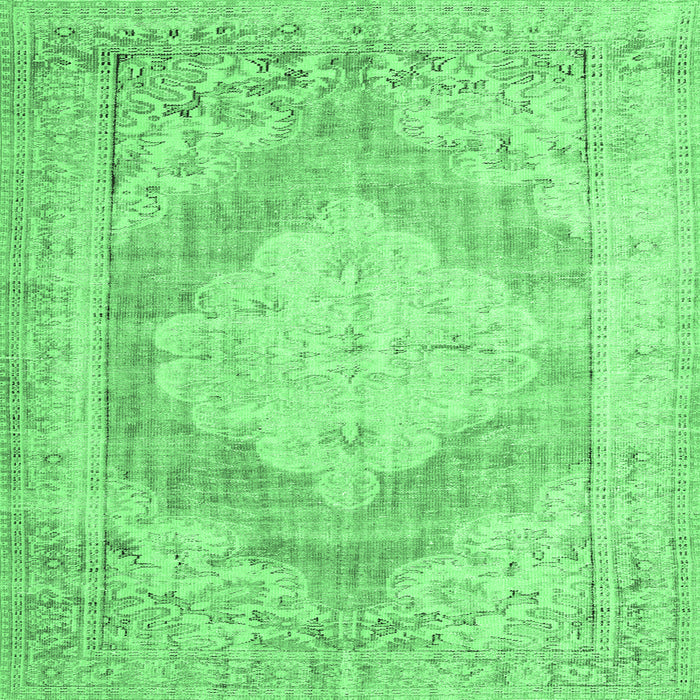 Square Machine Washable Persian Emerald Green Traditional Area Rugs, wshtr3449emgrn