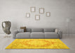 Machine Washable Persian Yellow Traditional Rug in a Living Room, wshtr3449yw