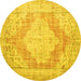 Round Persian Yellow Traditional Rug, tr3449yw