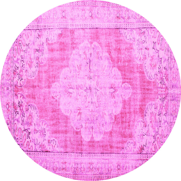 Round Machine Washable Persian Pink Traditional Rug, wshtr3449pnk