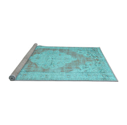 Sideview of Machine Washable Persian Light Blue Traditional Rug, wshtr3449lblu