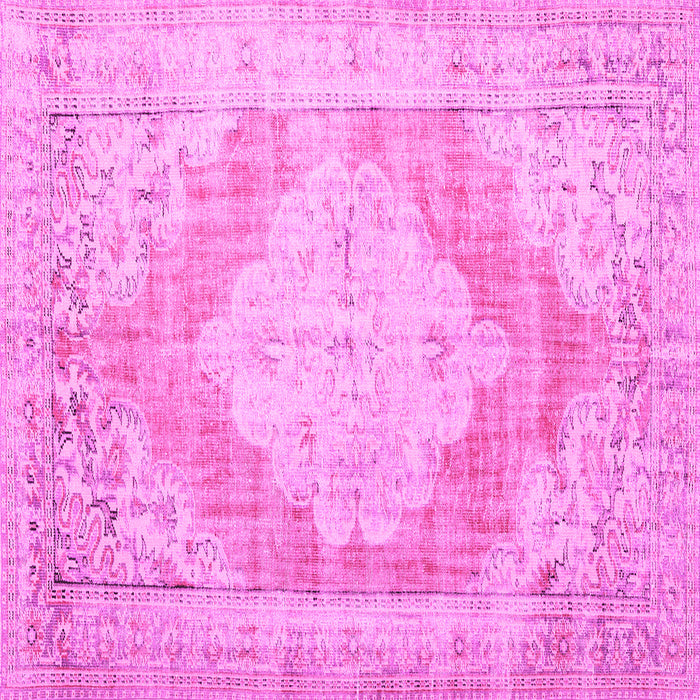 Square Machine Washable Persian Pink Traditional Rug, wshtr3449pnk
