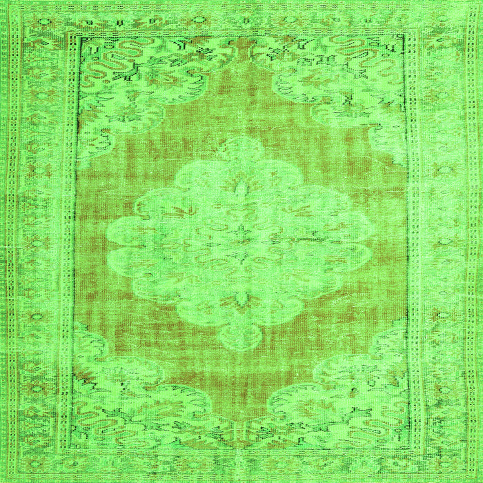 Round Machine Washable Persian Green Traditional Area Rugs, wshtr3449grn