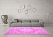 Machine Washable Persian Pink Traditional Rug in a Living Room, wshtr3449pnk