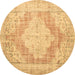 Round Persian Brown Traditional Rug, tr3449brn