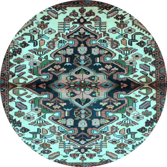 Round Medallion Light Blue Traditional Rug, tr344lblu