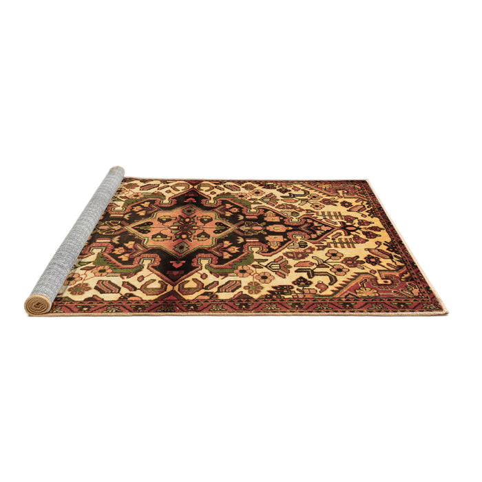 Sideview of Machine Washable Medallion Brown Traditional Rug, wshtr344brn