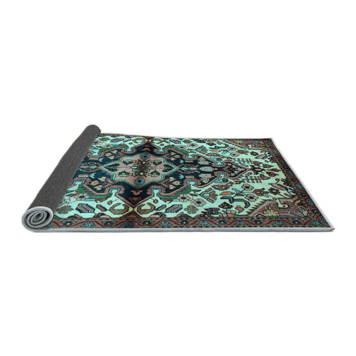 Sideview of Medallion Light Blue Traditional Rug, tr344lblu