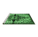 Sideview of Machine Washable Medallion Emerald Green Traditional Area Rugs, wshtr344emgrn