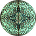 Round Medallion Turquoise Traditional Rug, tr344turq