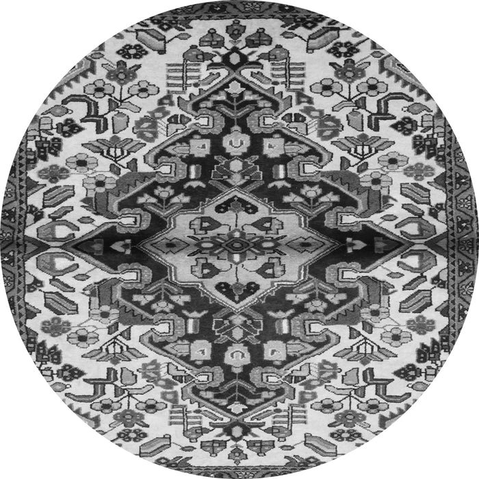 Machine Washable Medallion Gray Traditional Rug, wshtr344gry