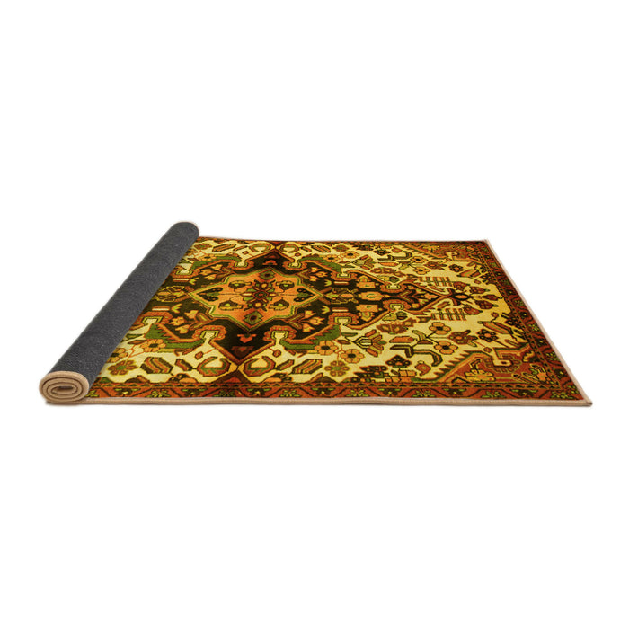 Sideview of Medallion Yellow Traditional Rug, tr344yw