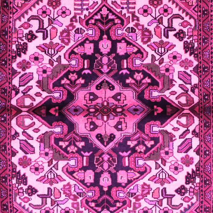 Machine Washable Medallion Pink Traditional Rug, wshtr344pnk
