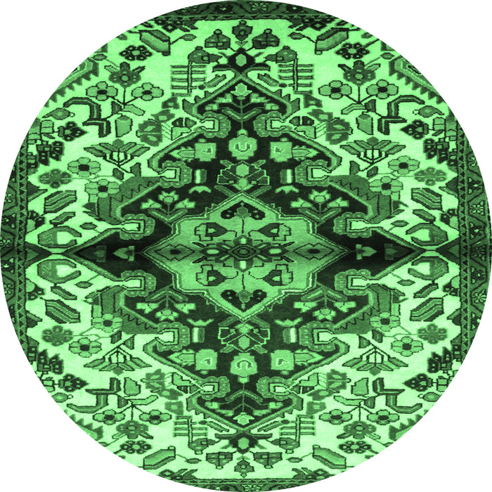 Round Medallion Emerald Green Traditional Rug, tr344emgrn