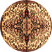 Round Medallion Brown Traditional Rug, tr344brn