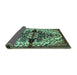 Sideview of Medallion Turquoise Traditional Rug, tr344turq