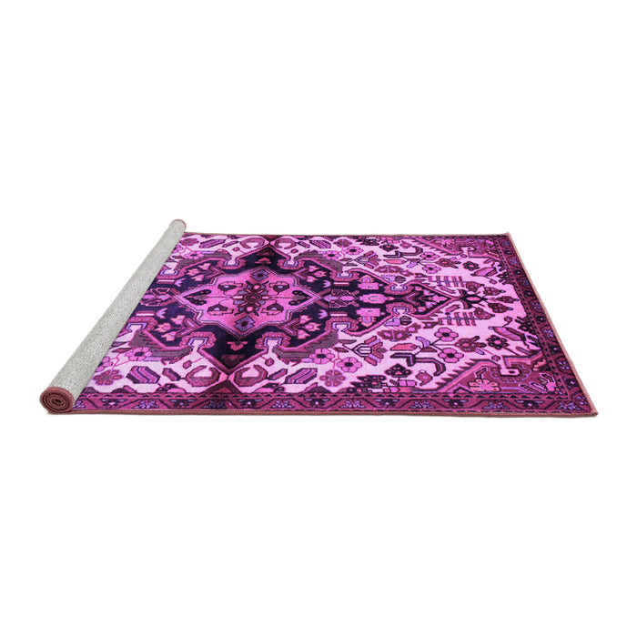 Sideview of Machine Washable Medallion Purple Traditional Area Rugs, wshtr344pur