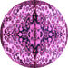 Round Medallion Purple Traditional Rug, tr344pur