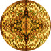 Round Medallion Yellow Traditional Rug, tr344yw