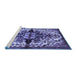 Sideview of Machine Washable Medallion Blue Traditional Rug, wshtr344blu