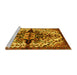 Sideview of Machine Washable Medallion Yellow Traditional Rug, wshtr344yw