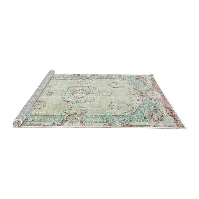 Sideview of Machine Washable Traditional White Gold Rug, wshtr3450