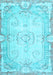 Machine Washable Persian Light Blue Traditional Rug, wshtr3450lblu