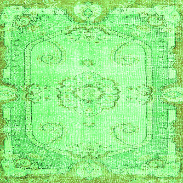 Round Machine Washable Persian Green Traditional Area Rugs, wshtr3450grn