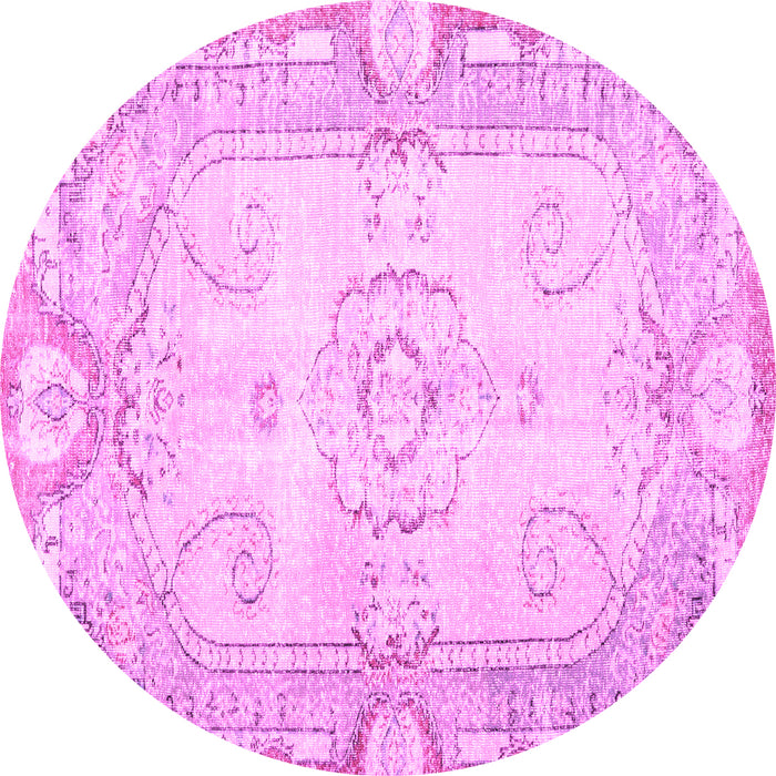 Round Machine Washable Persian Pink Traditional Rug, wshtr3450pnk