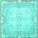 Square Persian Turquoise Traditional Rug, tr3450turq