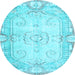 Round Persian Light Blue Traditional Rug, tr3450lblu