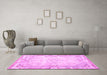 Machine Washable Persian Pink Traditional Rug in a Living Room, wshtr3450pnk